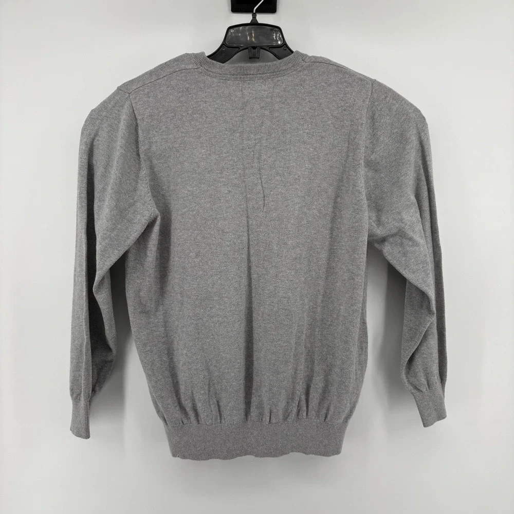 LL Bean Mens Gray Cotton Cashmere V-Neck Sweater Size Large L-REG 274603